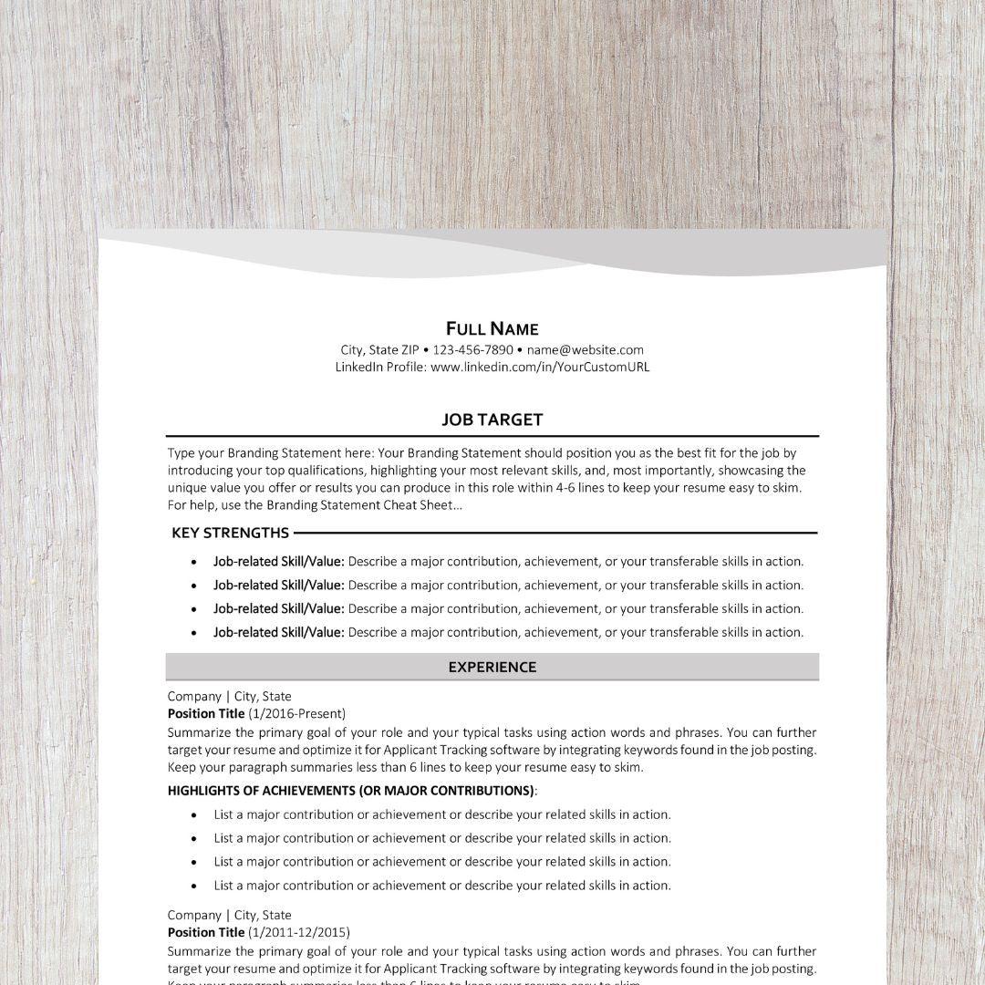 Bend Resume Template - Neutral College Edition