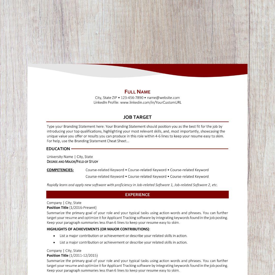 Bend Resume Template - Dark Red
