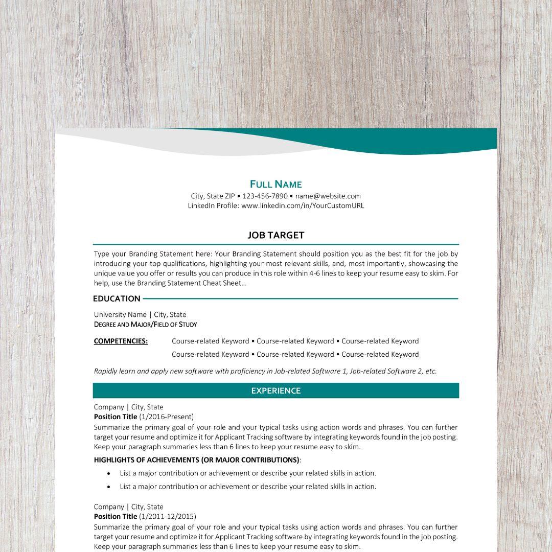 Bend Resume Template - Teal