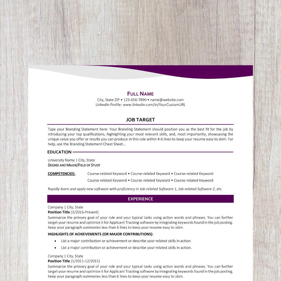 Bend Resume Template - Violet