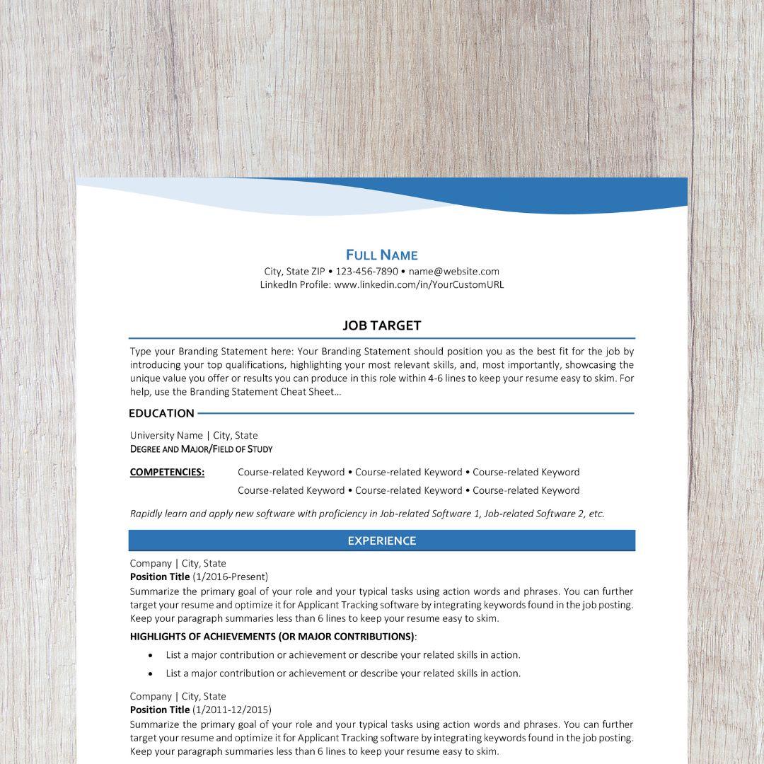 Bend Resume Template - Light Blue