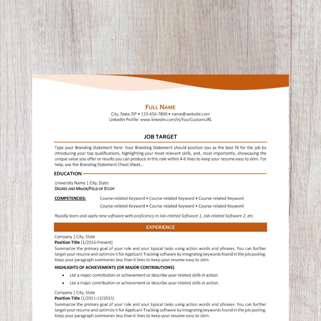 Bend Resume Template - Orange