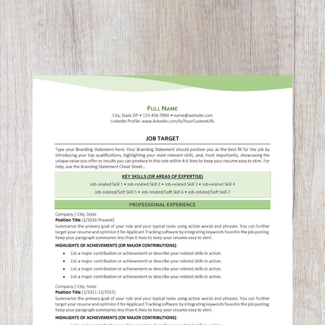 15-minute Resume With ChatGPT Template - Bend Light Green