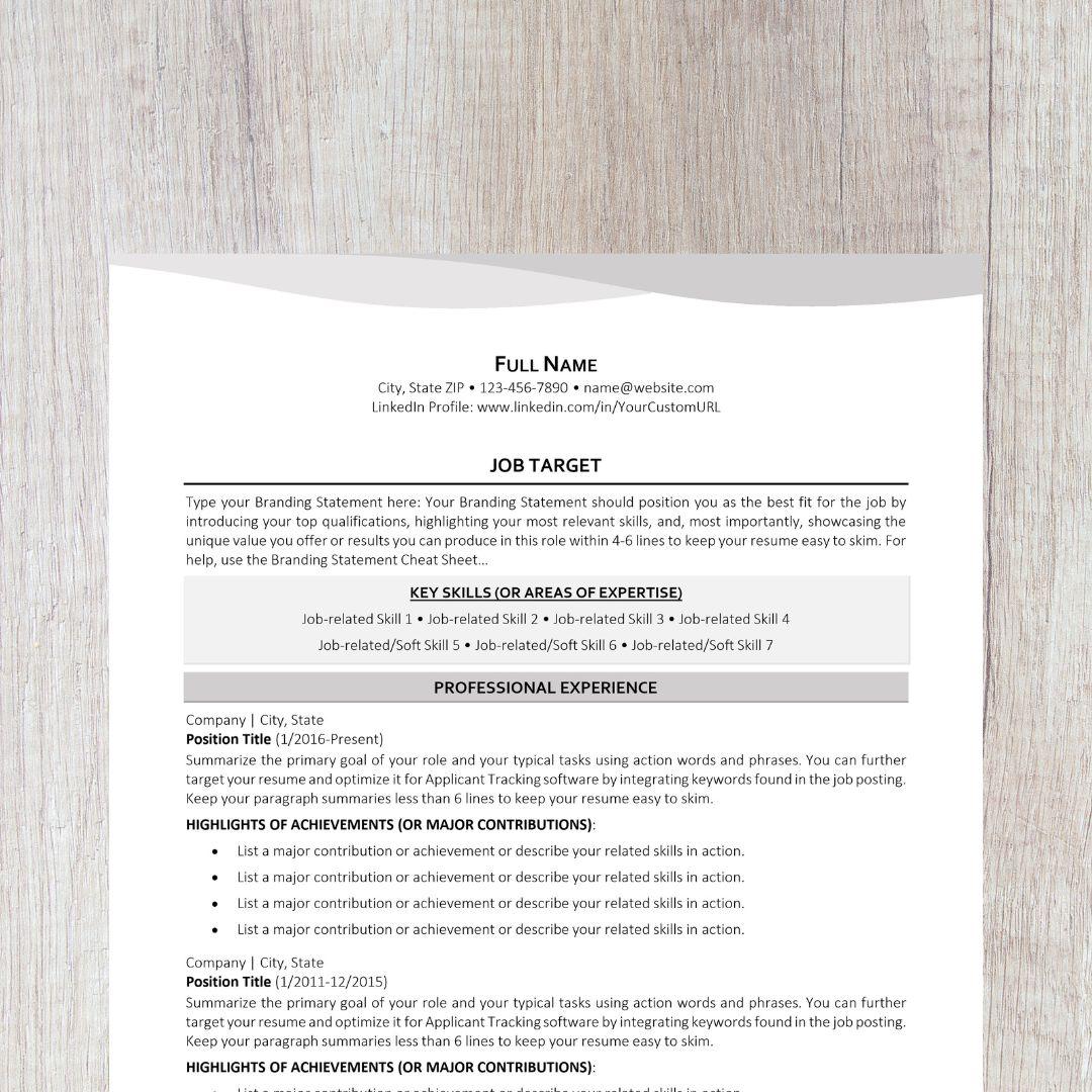 Bend Resume Template - Neutral Career Change Edition