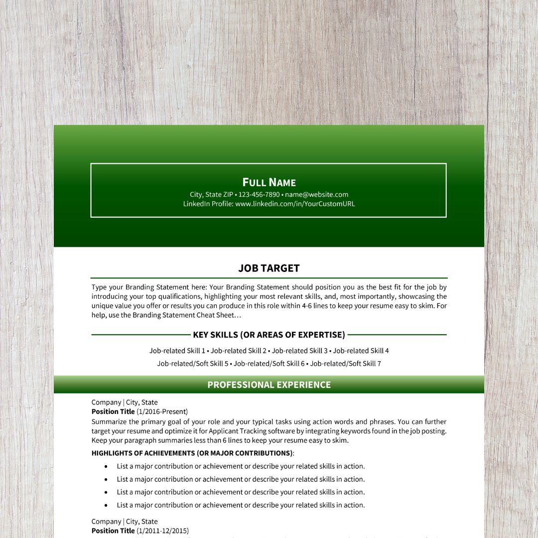 15-minute Resume With ChatGPT Template - Bold Dark Green