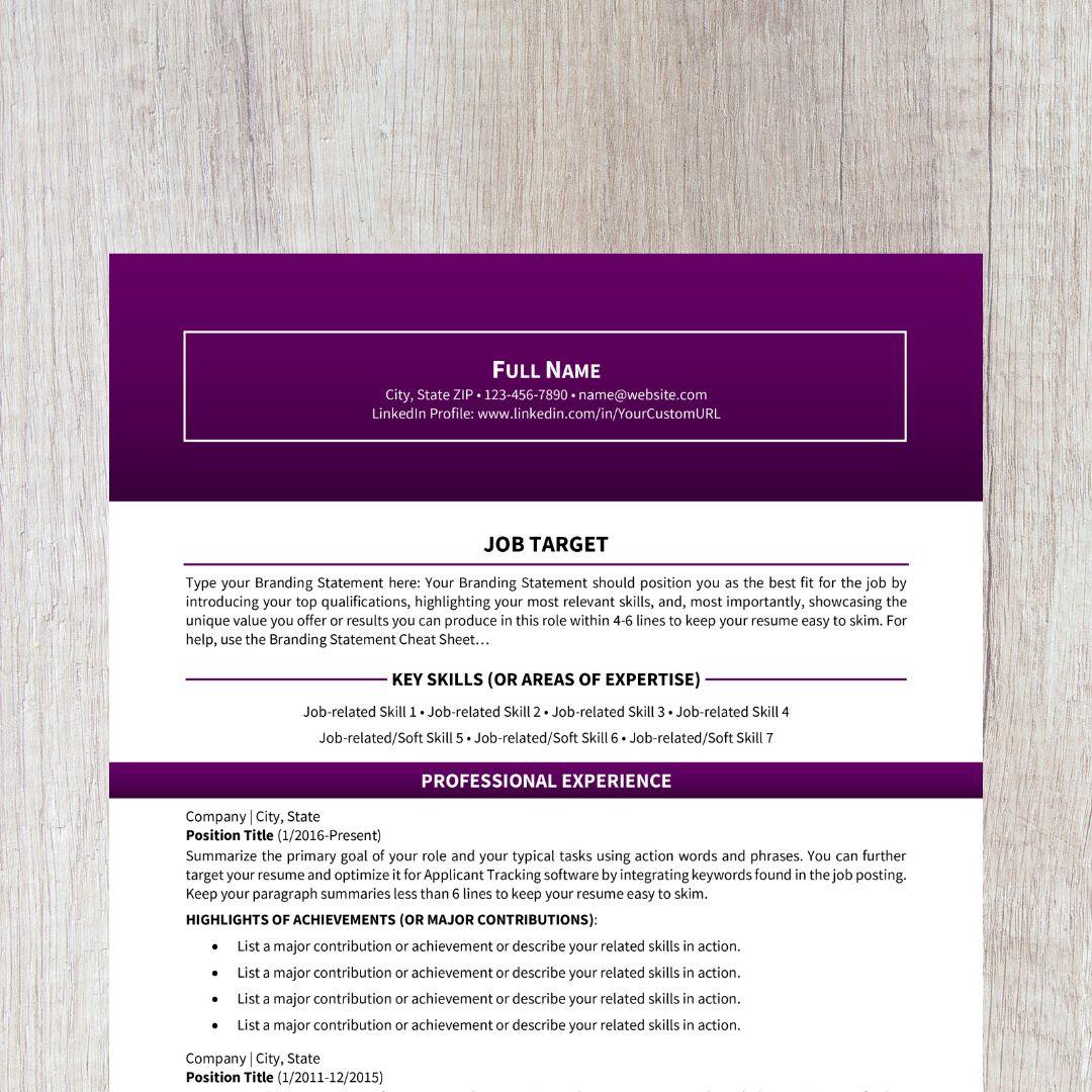 15-minute Resume With ChatGPT Template - Bold Violet