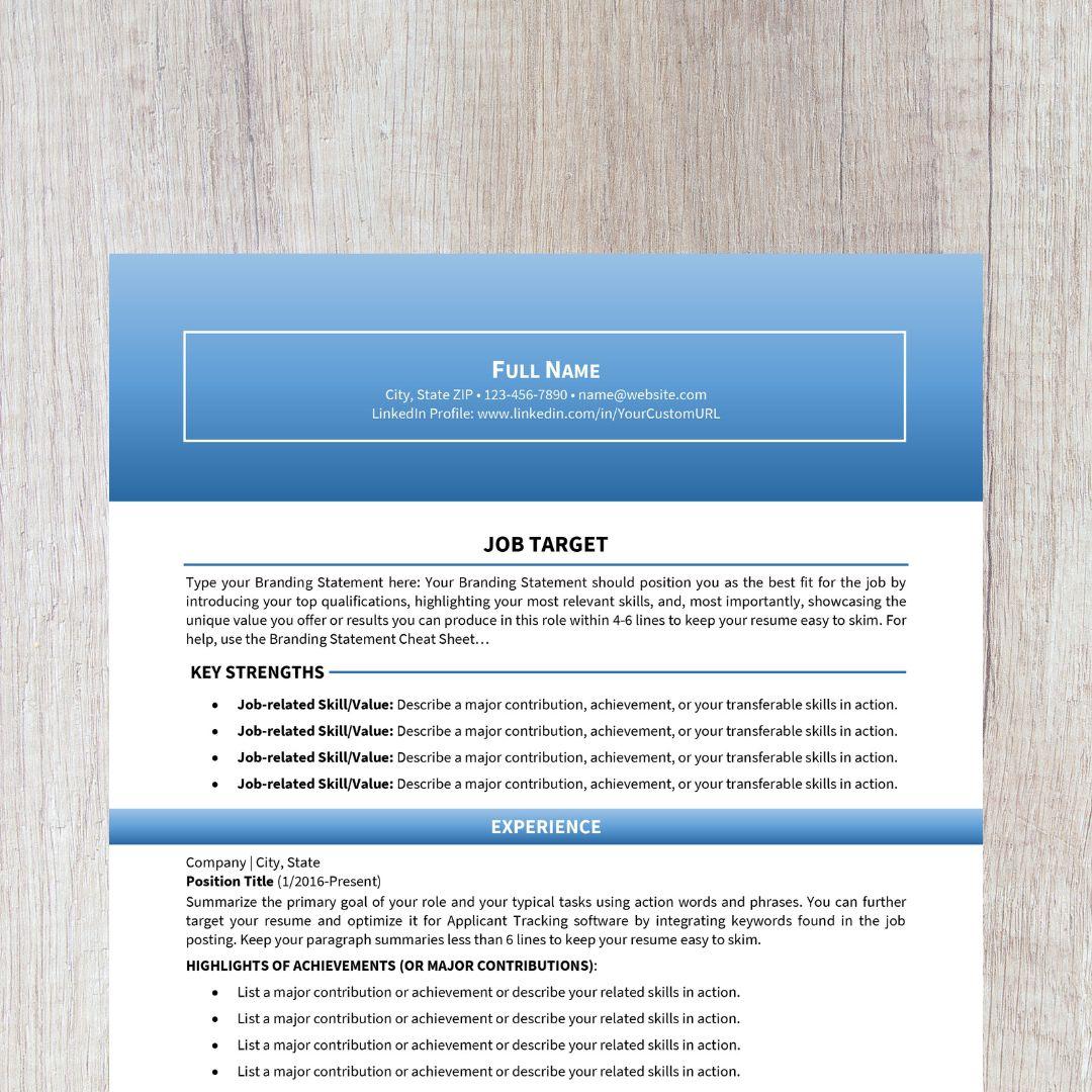 Bold Resume Template - Light Blue Career Change Edition