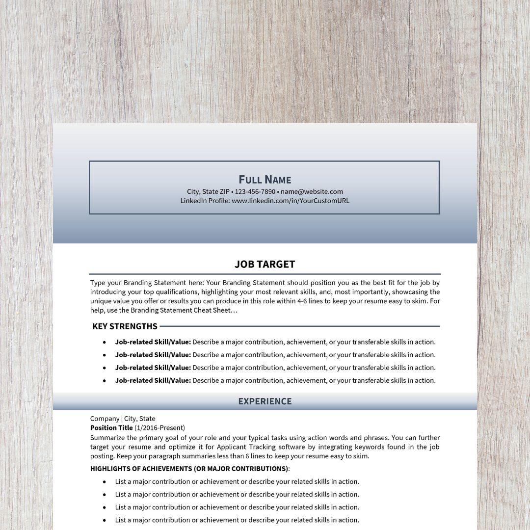 Bold Resume Template - Slate Career Change Edition