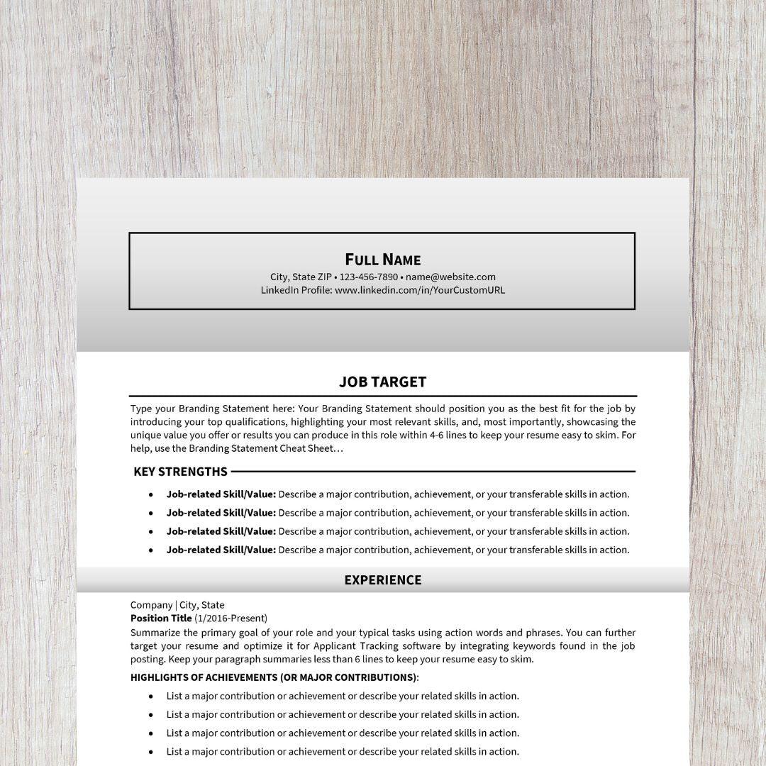 Bold Resume Template - Neutral Career Change Edition