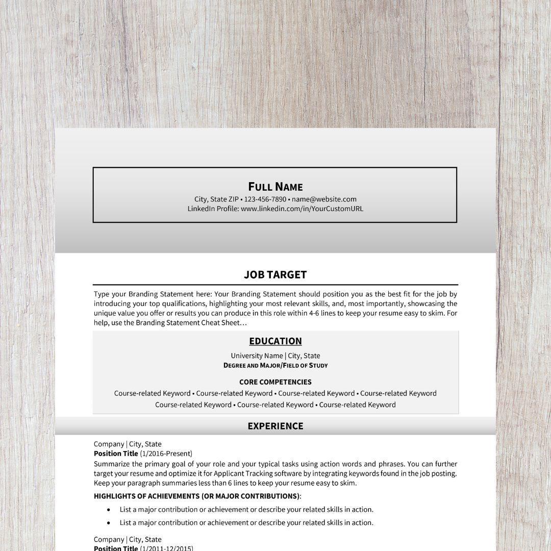 Bold Resume Template - Neutral College Edition