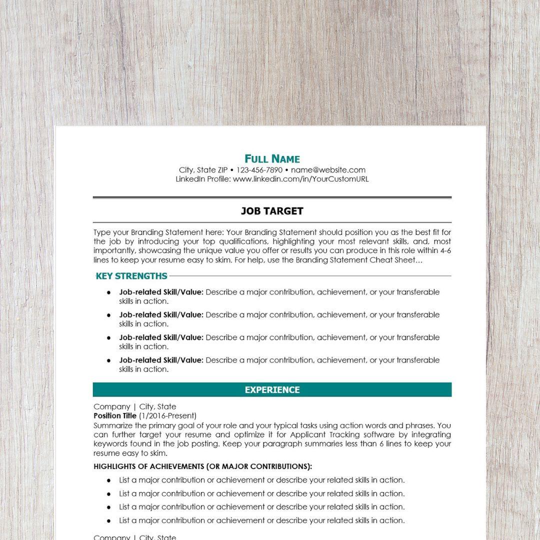 Minimalist Resume Template - Teal Career Change Edition