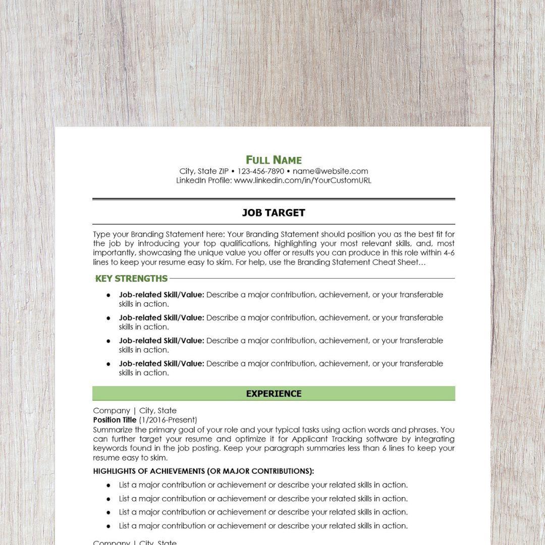 Minimalist Resume Template - Light Green Career Change Edition