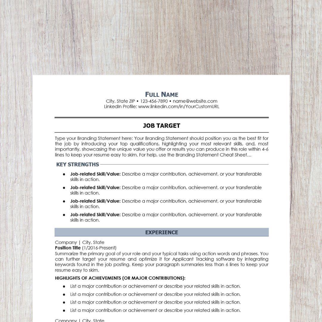 Minimalist Resume Template - Slate Career Change Edition