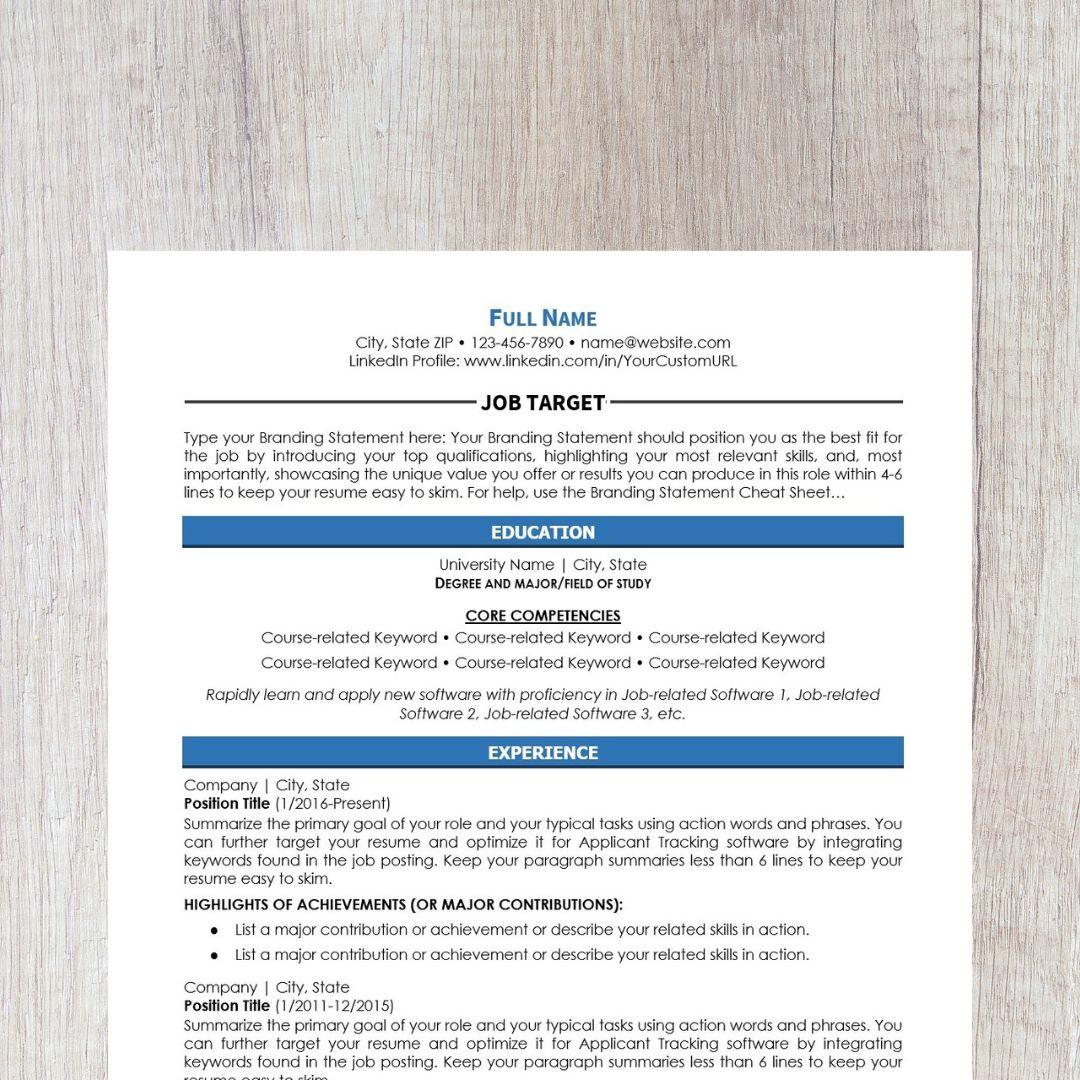 Minimalist Resume Template - Light Blue College Edition