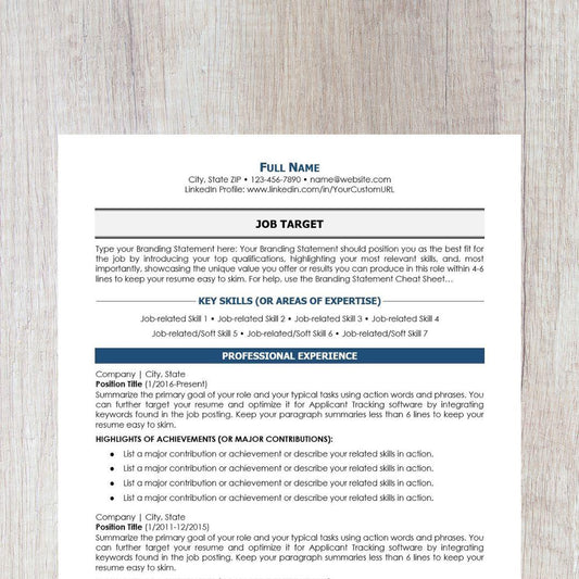 Minimalist Resume Template - Dark Blue