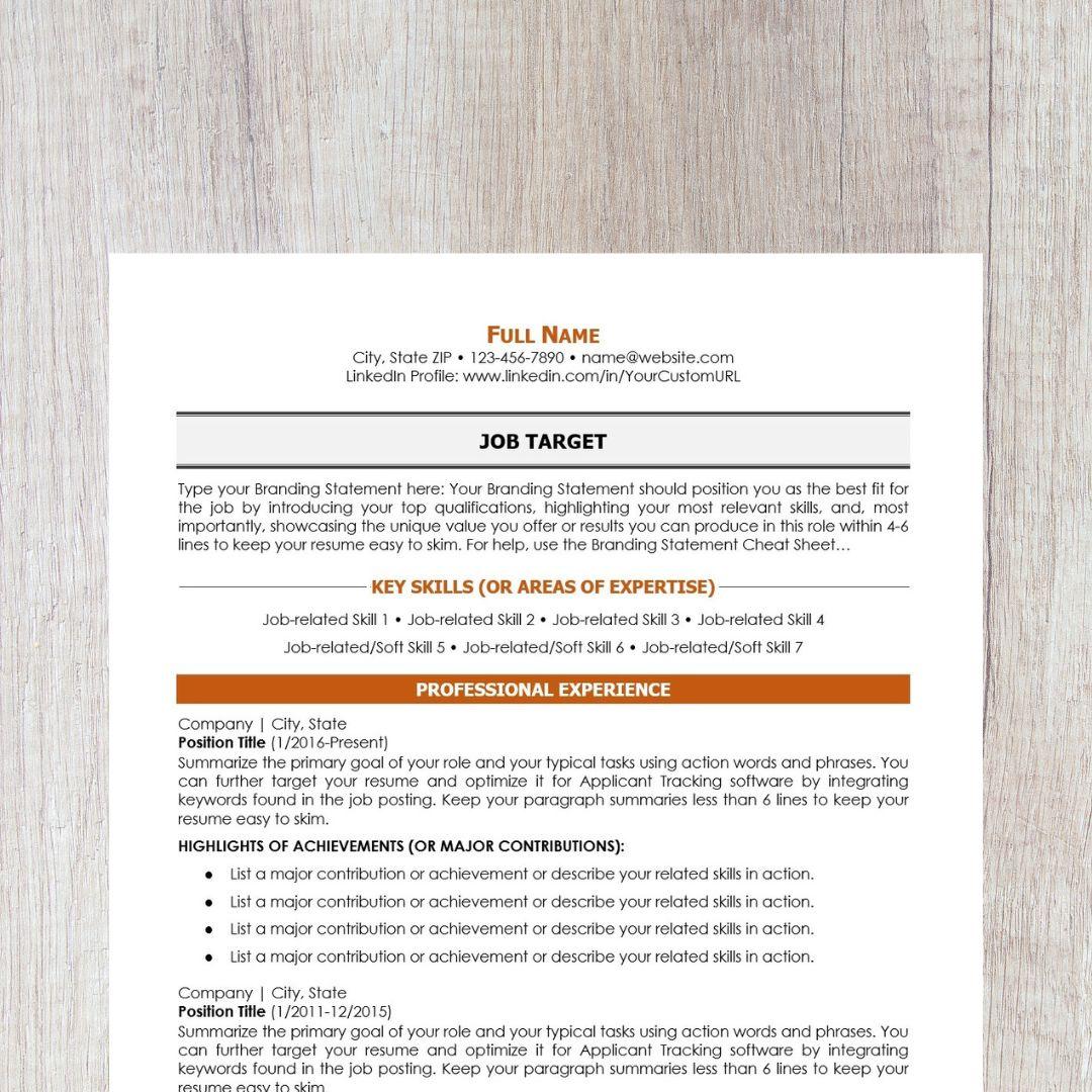 15-minute Resume With ChatGPT Template - Minimalist Orange
