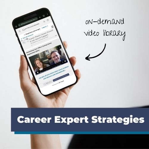 Mobile screen displaying Career Risers video library with expert-led career advice and insights.