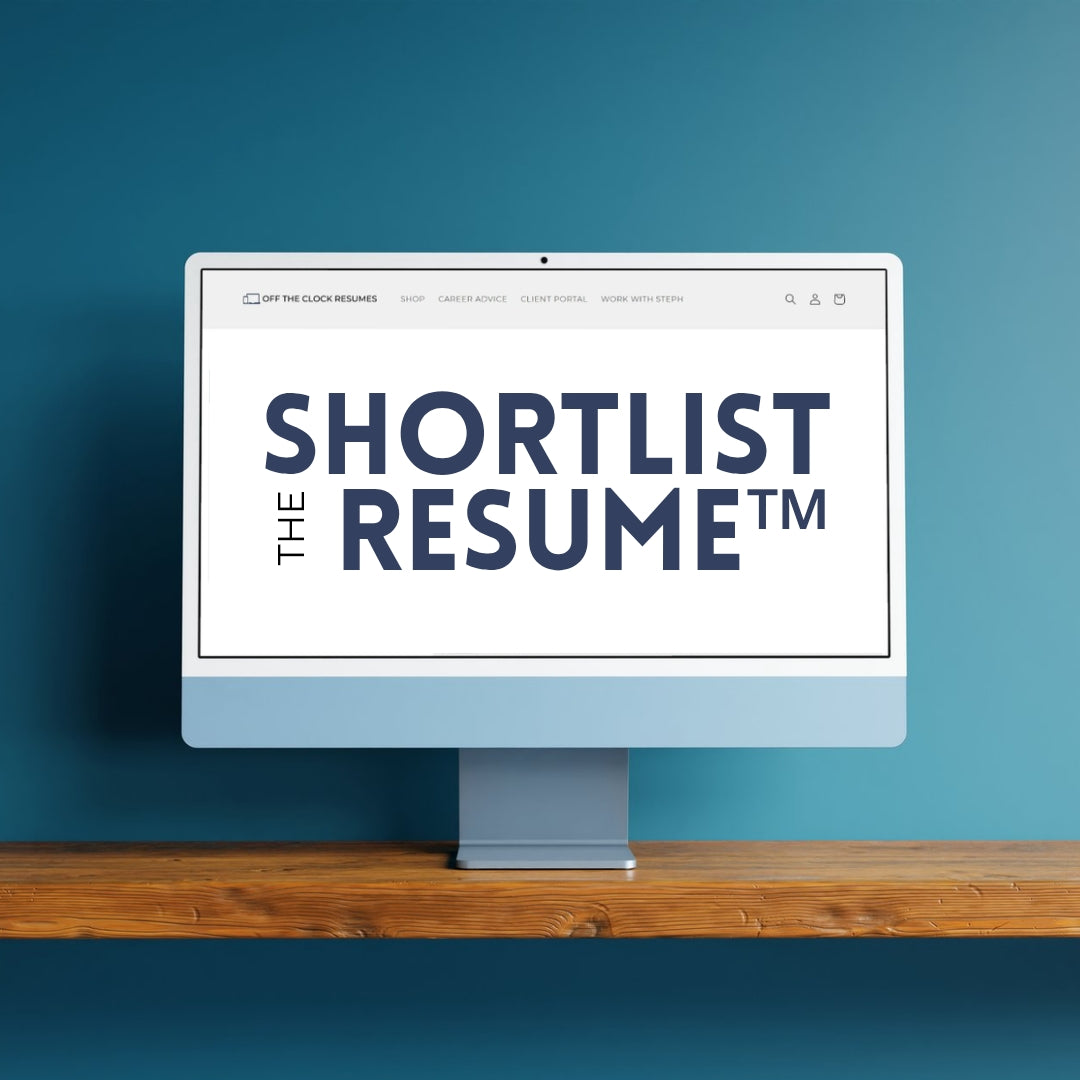 Shortlist Resume logo on computer with blue background