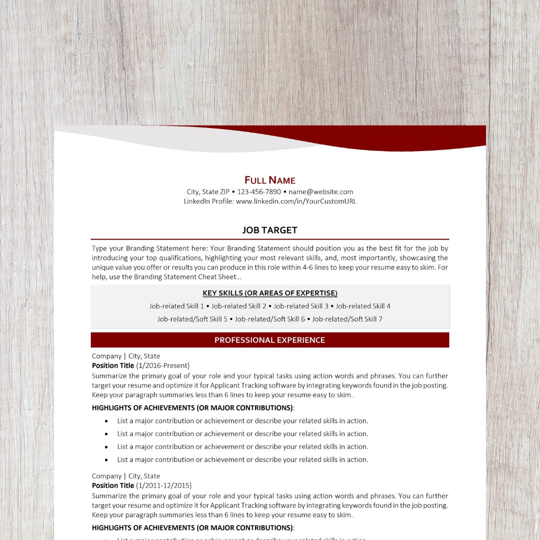 15-minute Resume With ChatGPT Template - Bend Dark Red 