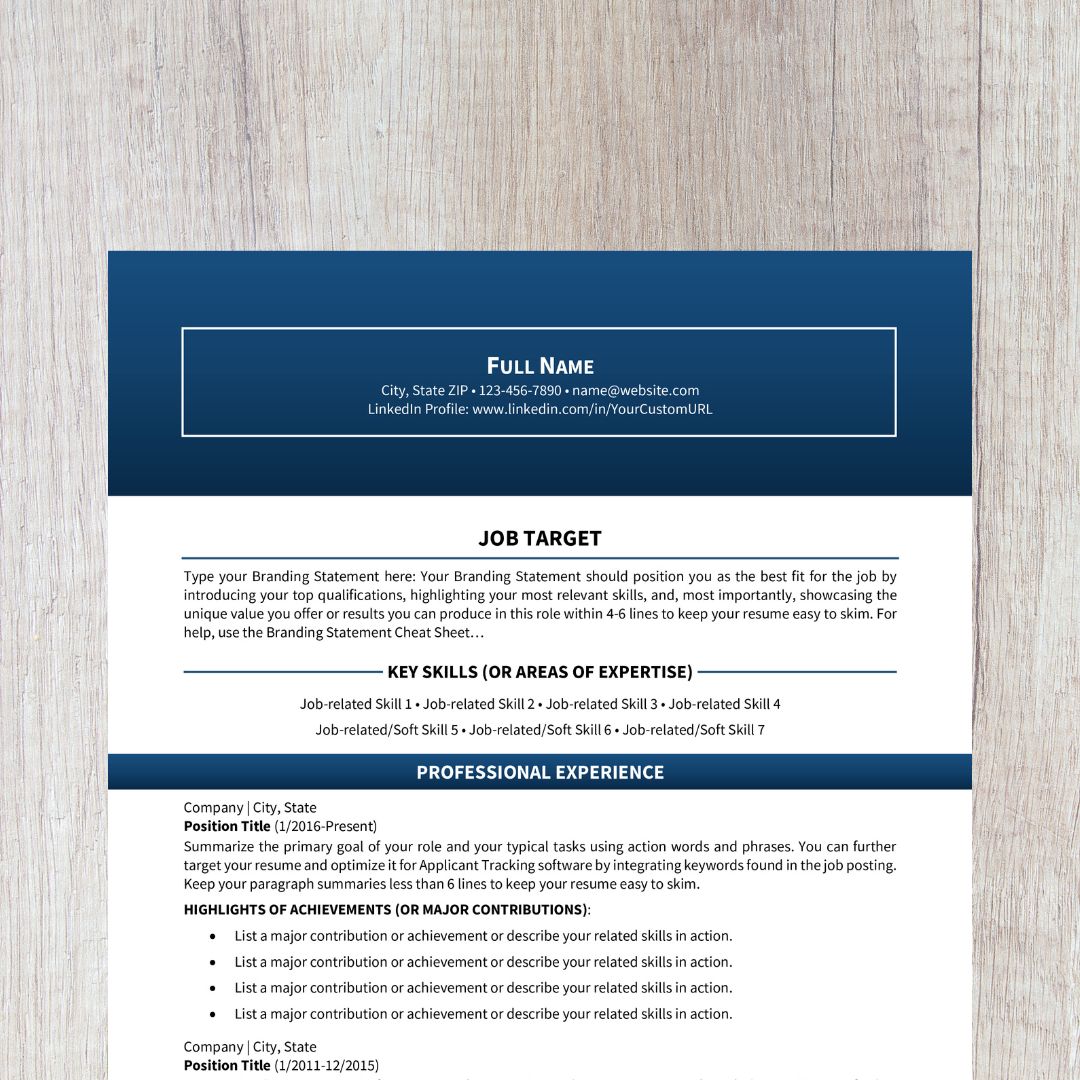 15-minute Resume With ChatGPT Template - Bold Dark Blue 