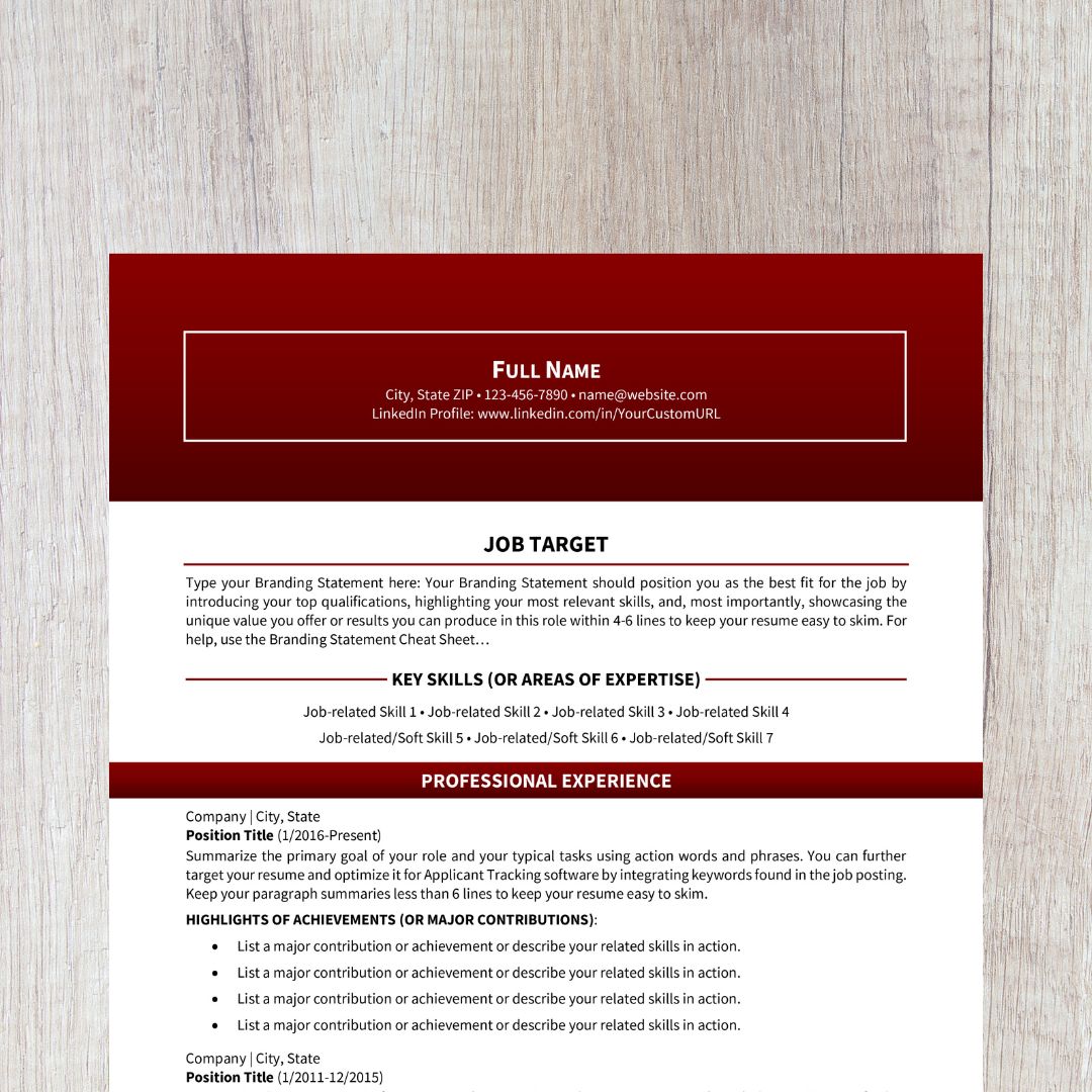 15-minute Resume With ChatGPT Template - Bold Dark Red 