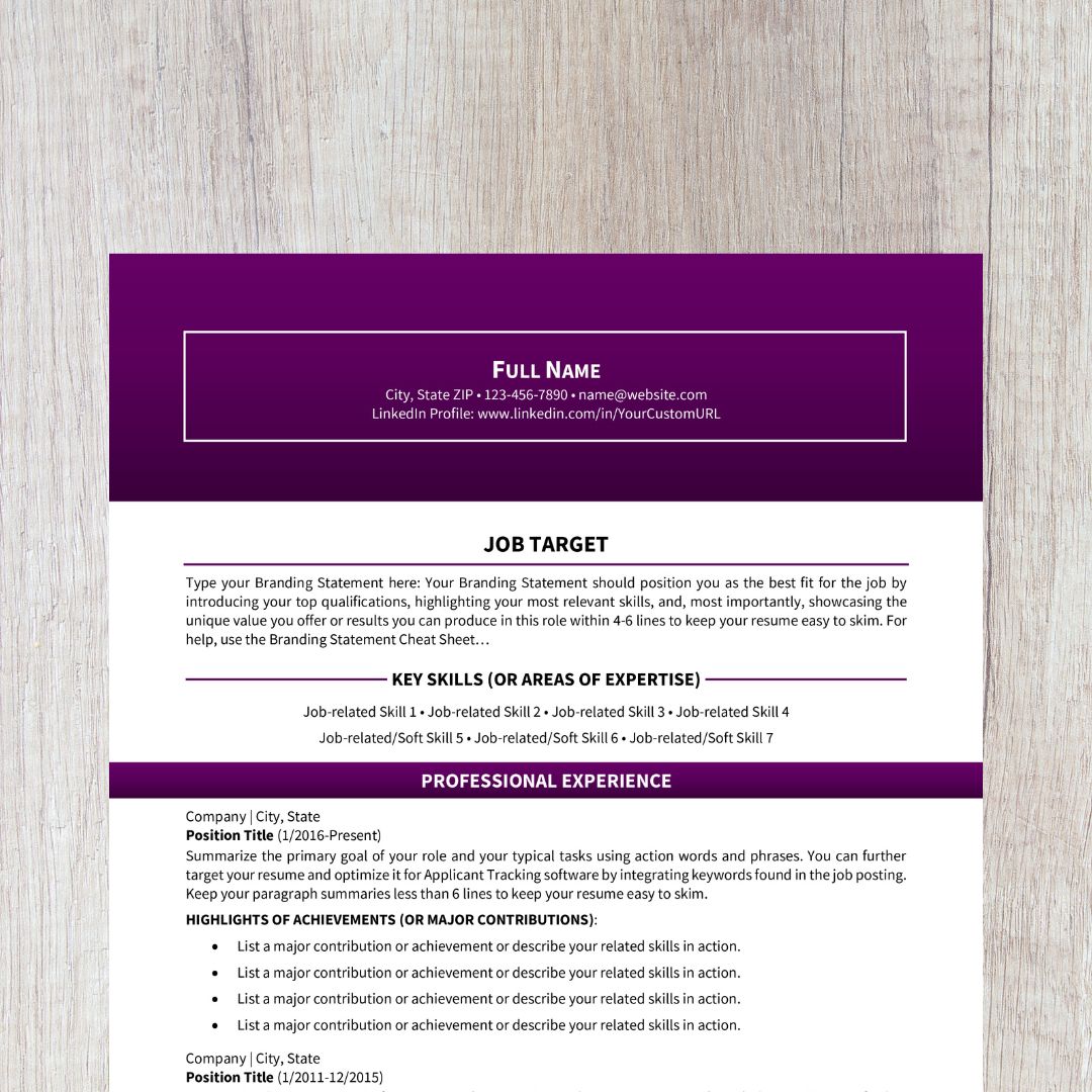 15-minute Resume With ChatGPT Template - Bold Violet 