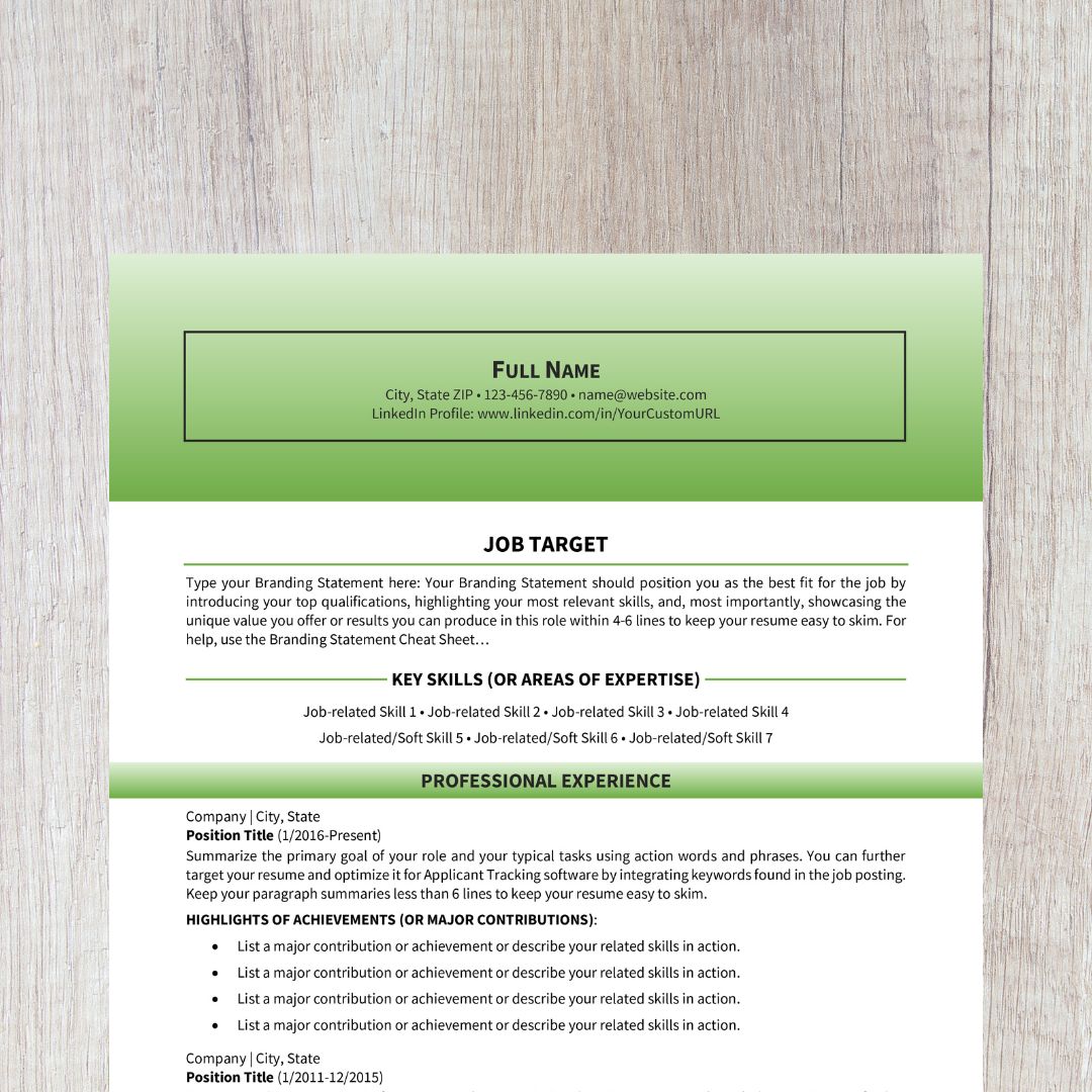 15-minute Resume With ChatGPT Template - Bold Light Green 