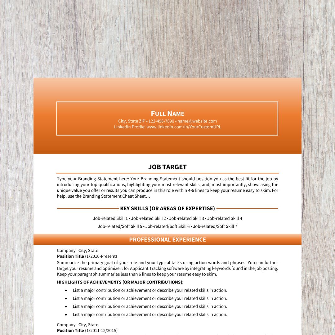 15-minute Resume With ChatGPT Template - Bold Orange